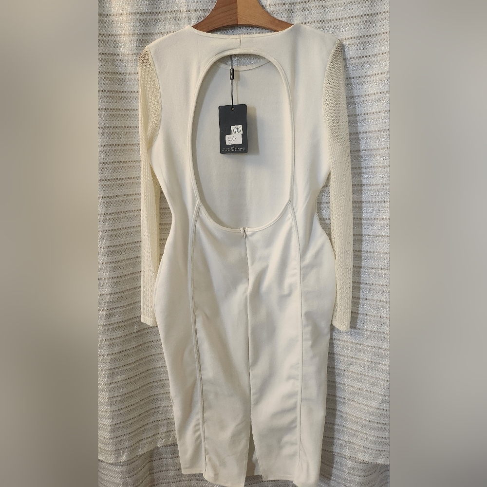 Missguided Cream Long-Sleeve Dress